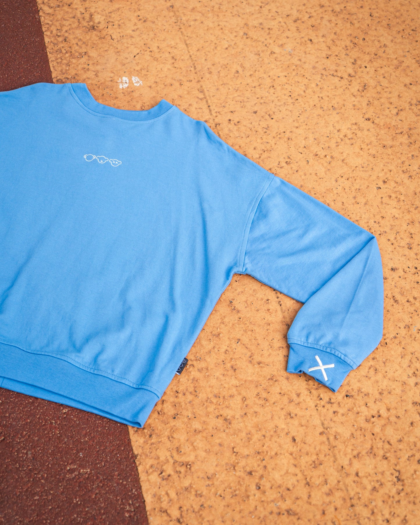 Mens Blue Oversized Crew Neck Top