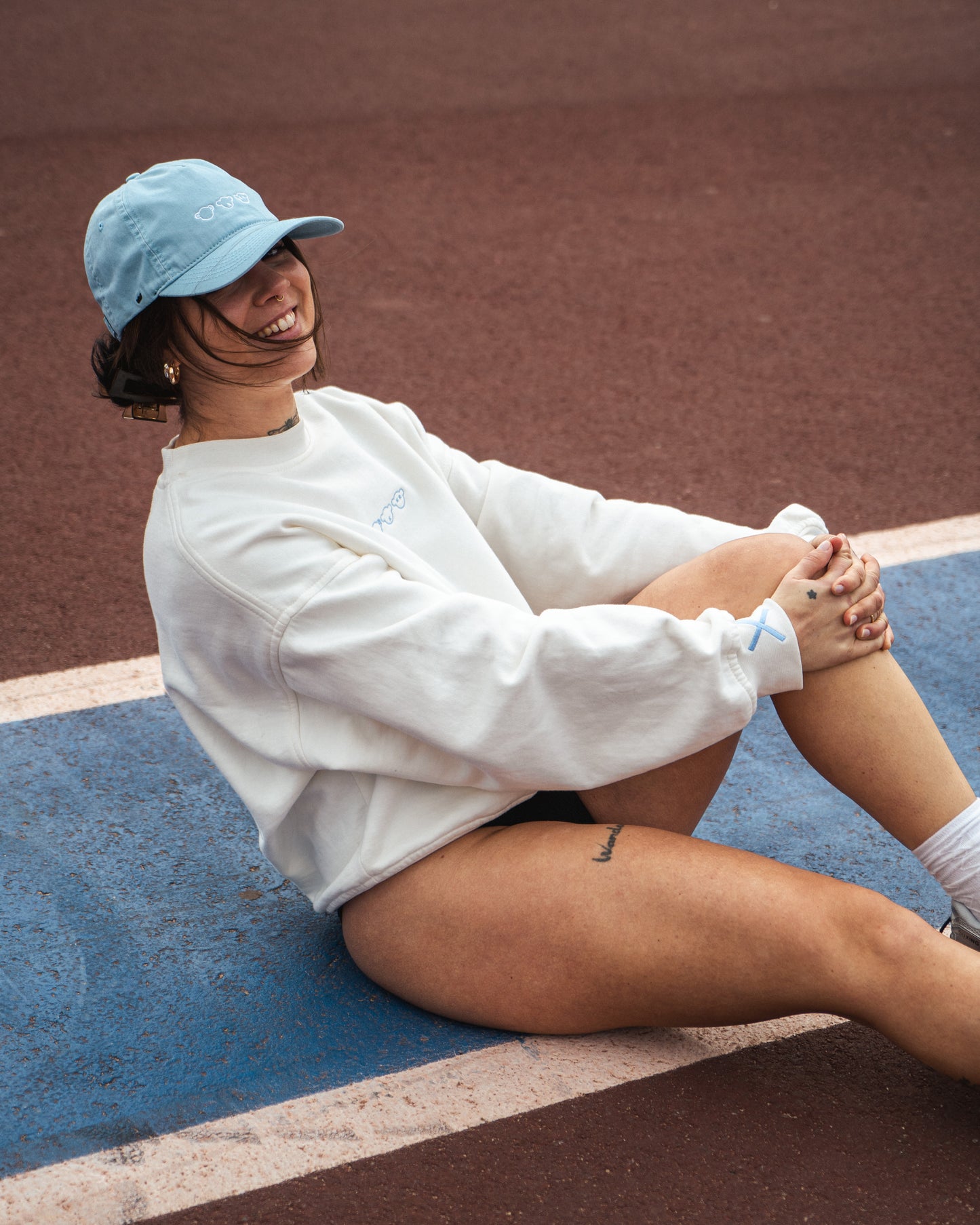 Ladies Ivory Oversized Crew Neck Top
