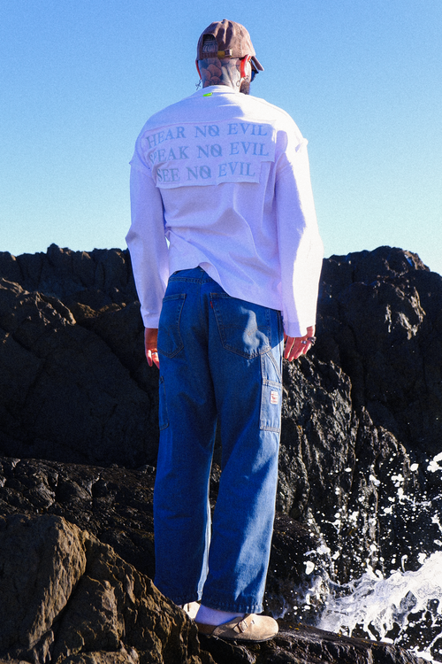 DECONSTRUCTED OVERSIZED LONG SLEEVE TSHIRT - WHITE