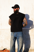 SLEEVELESS OVERSIZED BOXY TSHIRT - BLACK