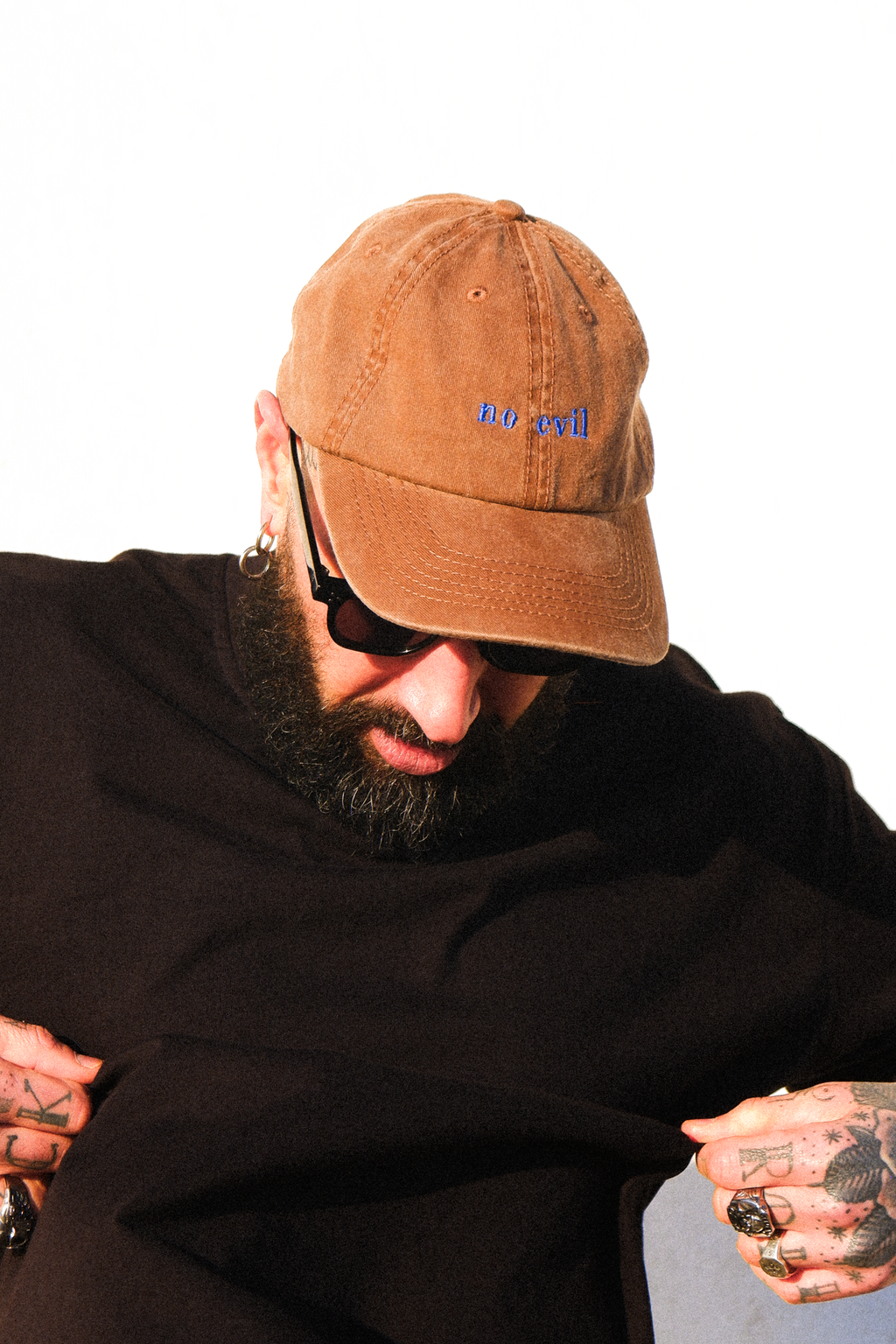 NO EVIL WASH DAD CAP - BROWN