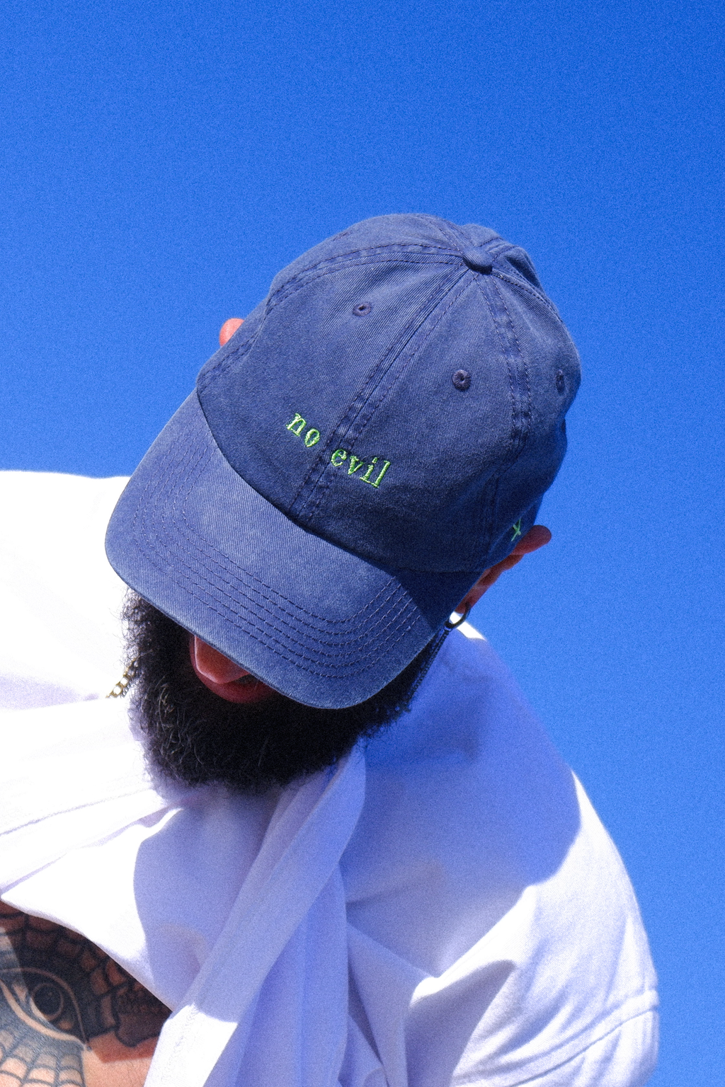NO EVIL WASH DAD CAP - BLUE