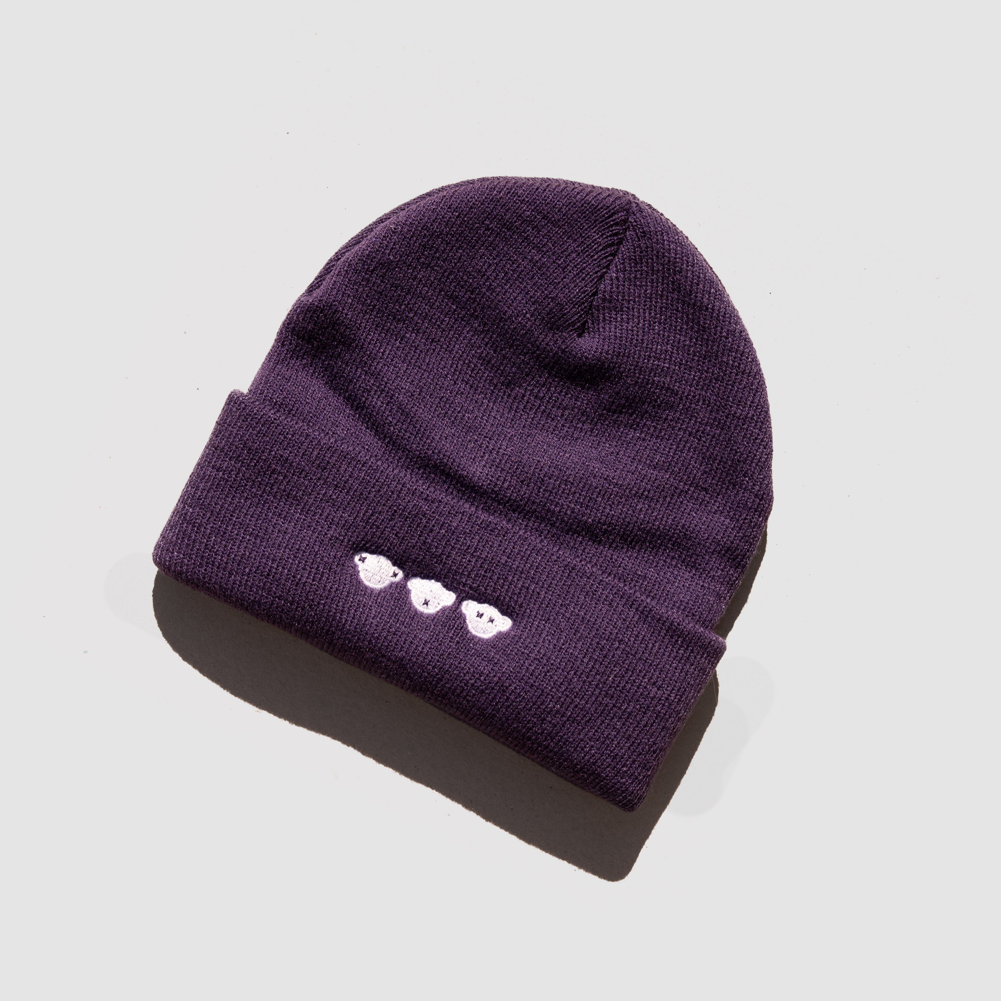 THREE WISE CHIMPS PURPLE BEANIE