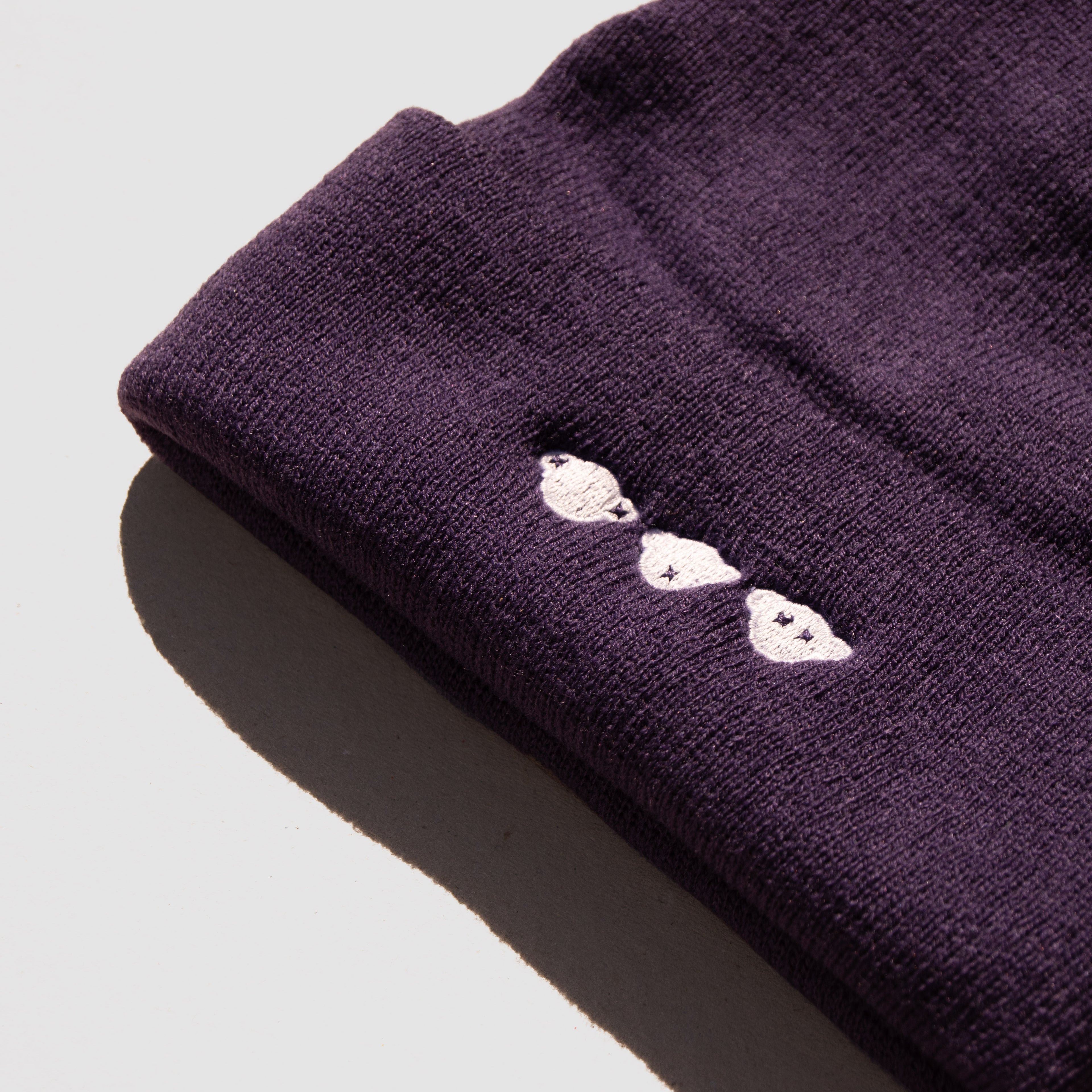 THREE WISE CHIMPS PURPLE BEANIE