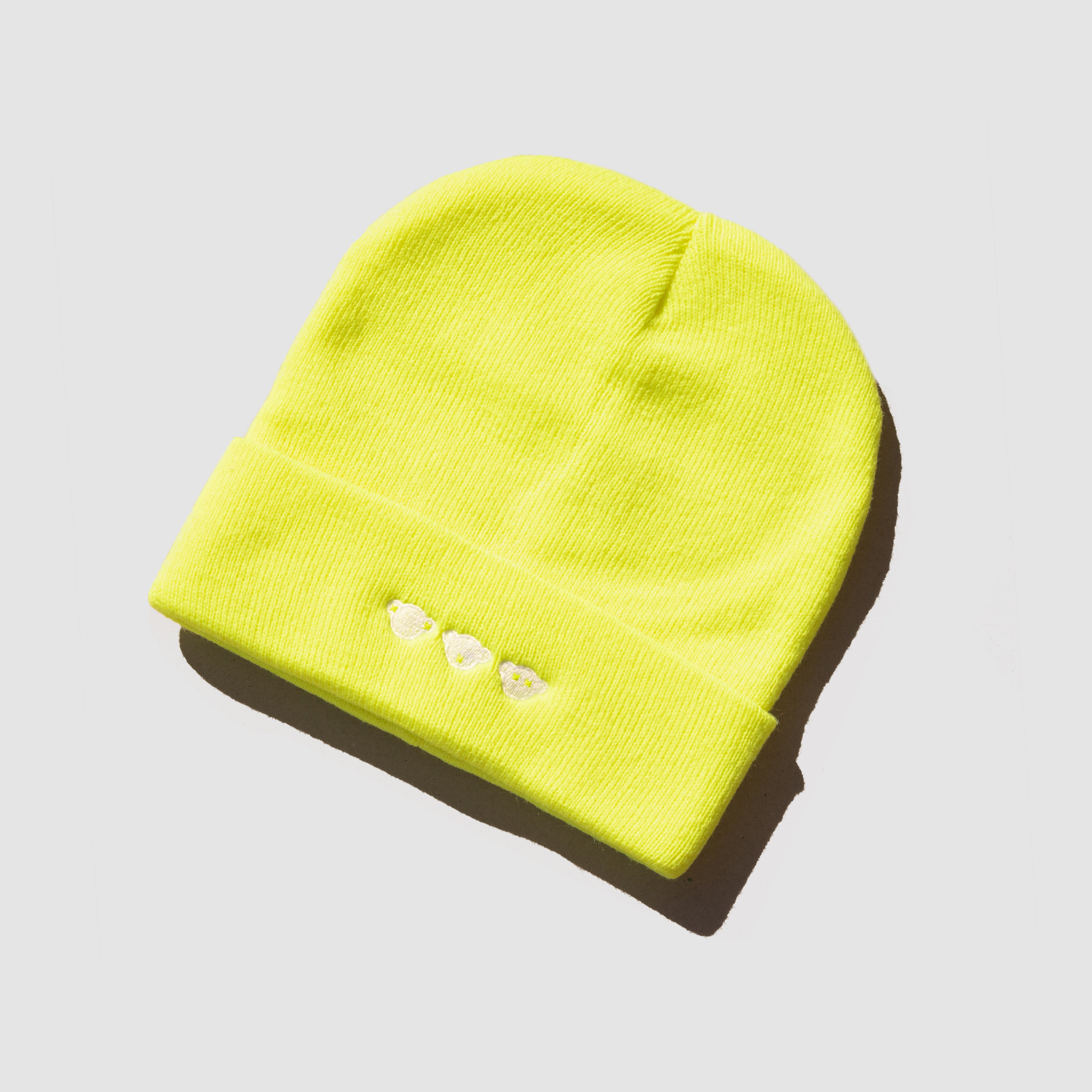 THREE WISE CHIMPS NEON YELLOW BEANIE