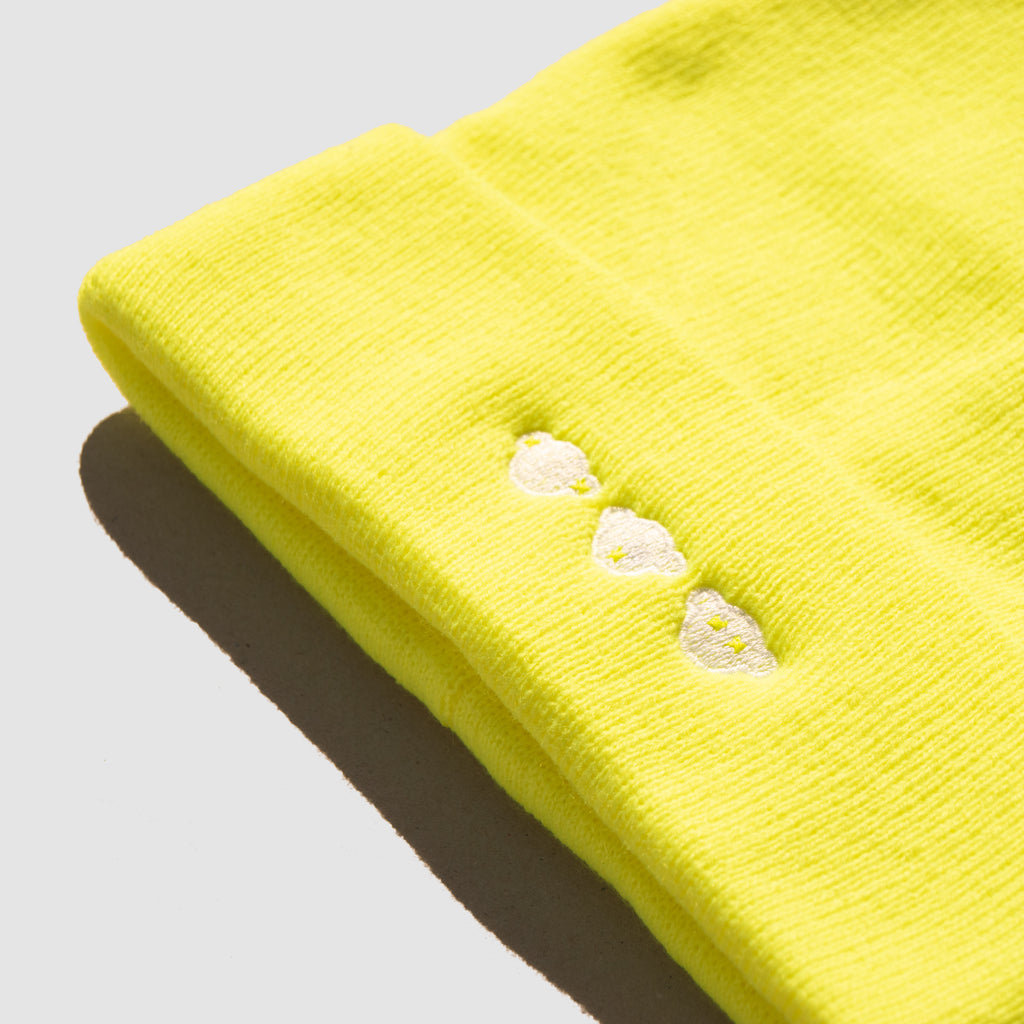 THREE WISE CHIMPS NEON YELLOW BEANIE