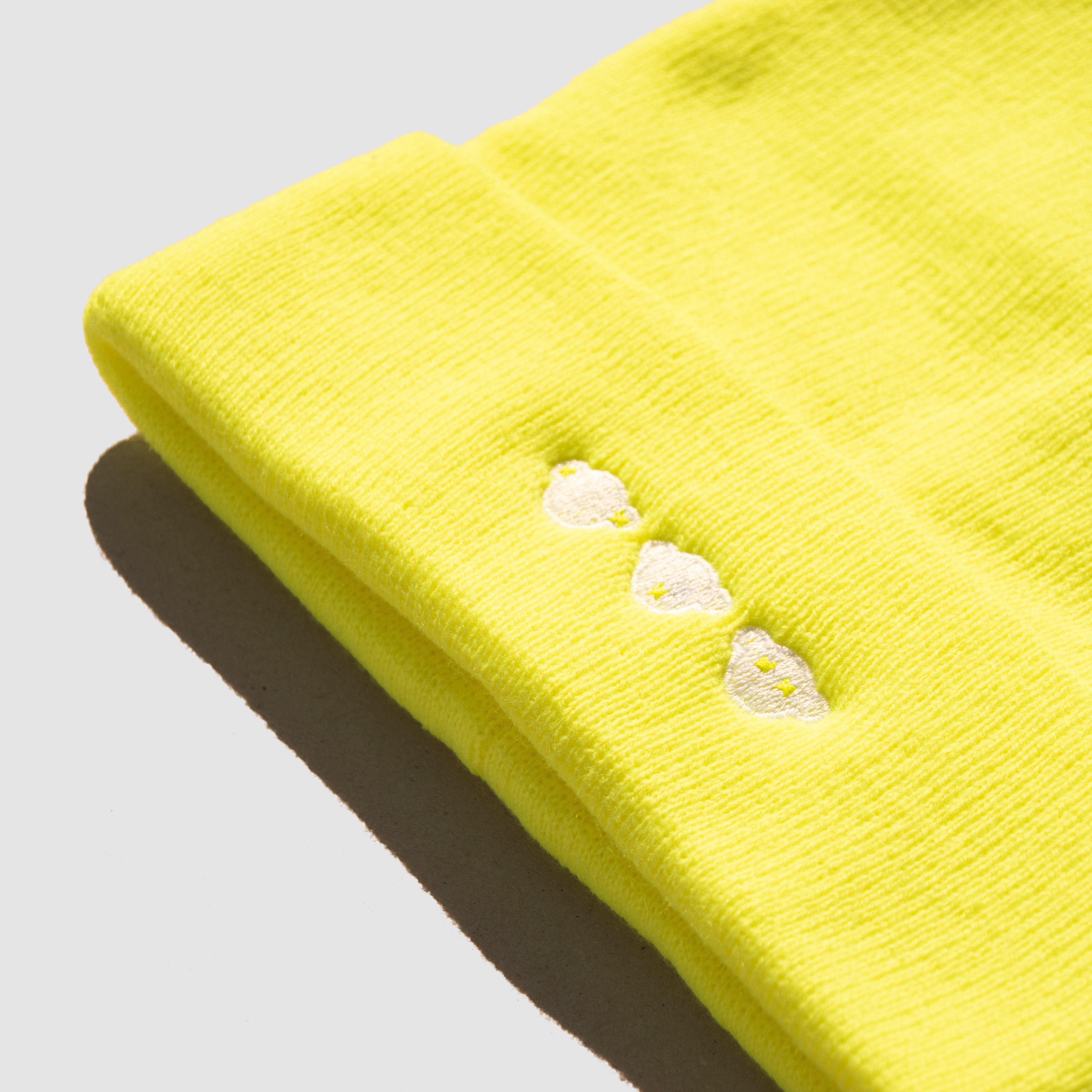 THREE WISE CHIMPS NEON YELLOW BEANIE