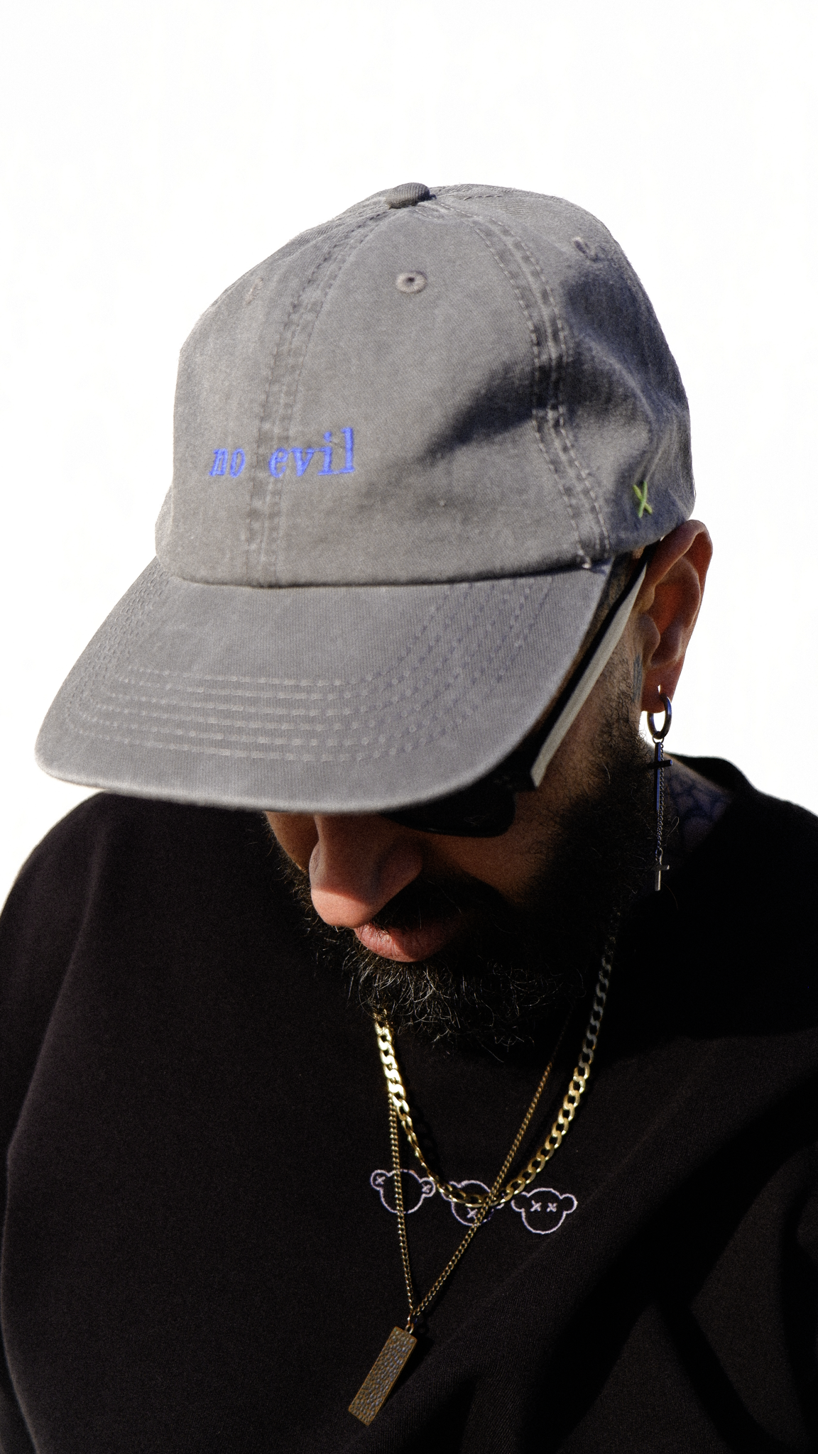 NO EVIL WASH DAD CAP - LIGHT GREY