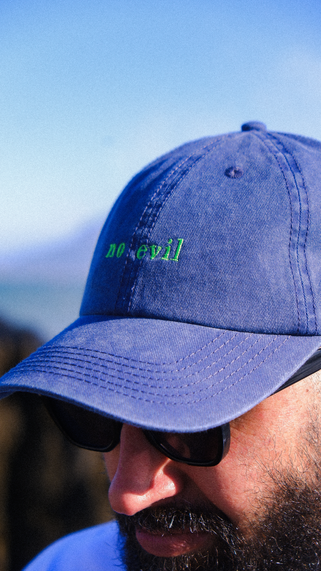 NO EVIL WASH DAD CAP - BLUE