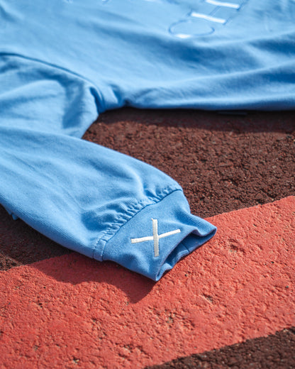 Ladies Blue Oversized Crew Neck Top