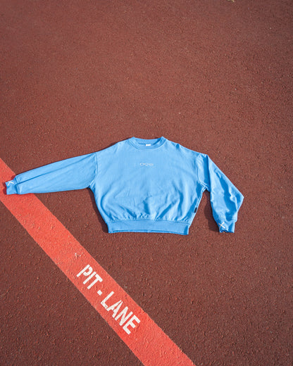 Ladies Blue Oversized Crew Neck Top