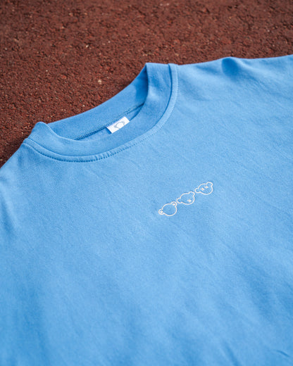 Ladies Blue Oversized Crew Neck Top