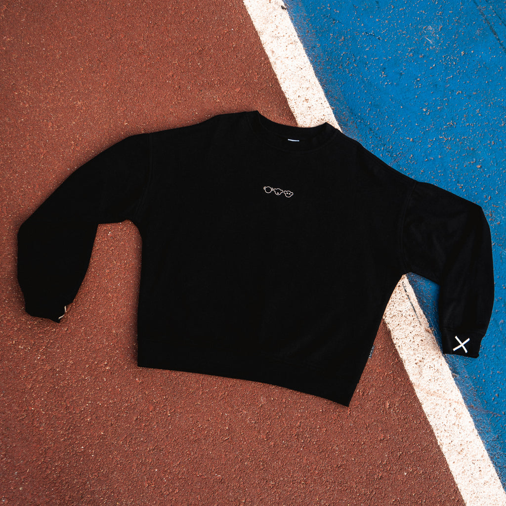 HEAVYWEIGHT OVERSIZED CREW NECK TOP - BLACK