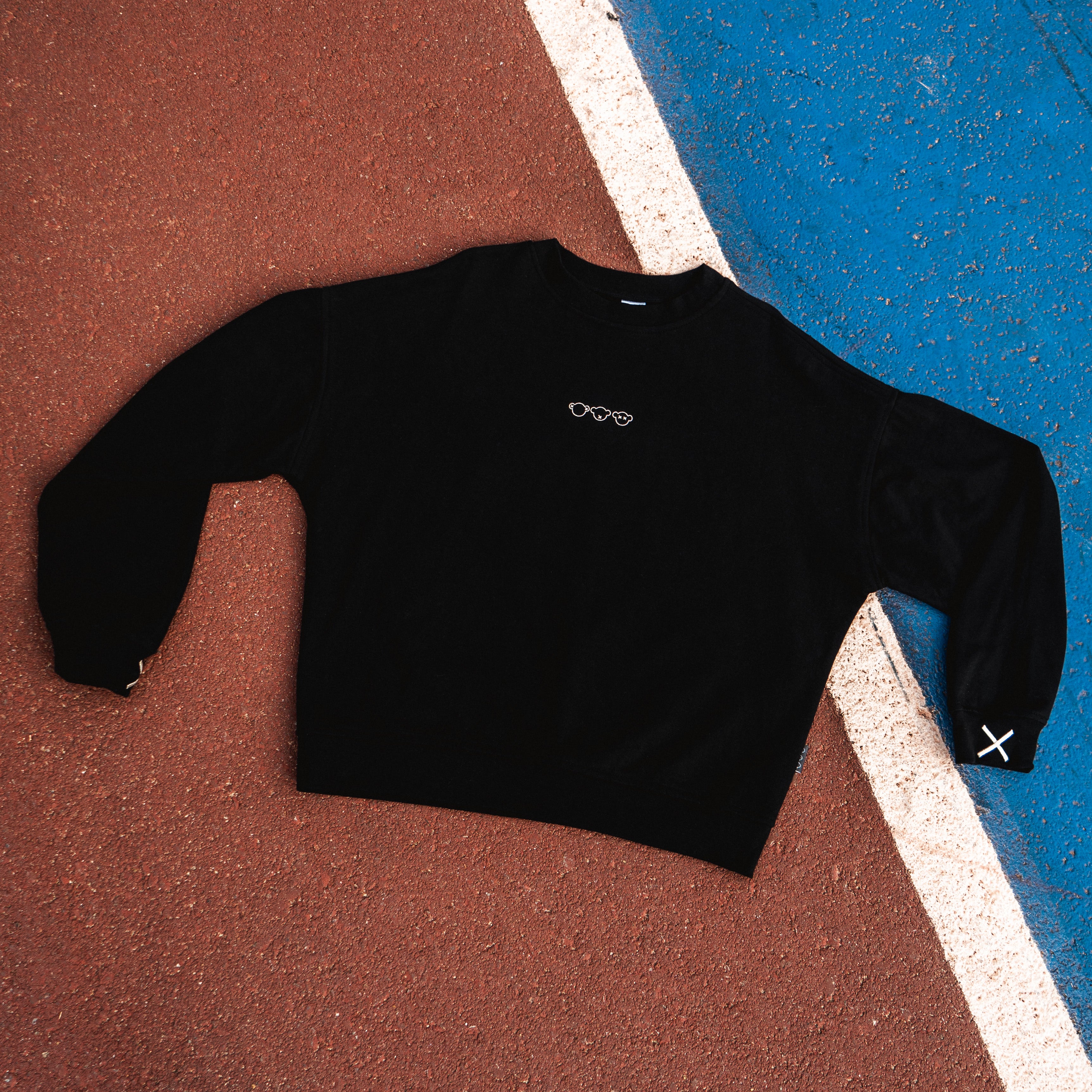 HEAVYWEIGHT OVERSIZED CREW NECK TOP - BLACK