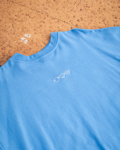 Mens Blue Oversized Crew Neck Top