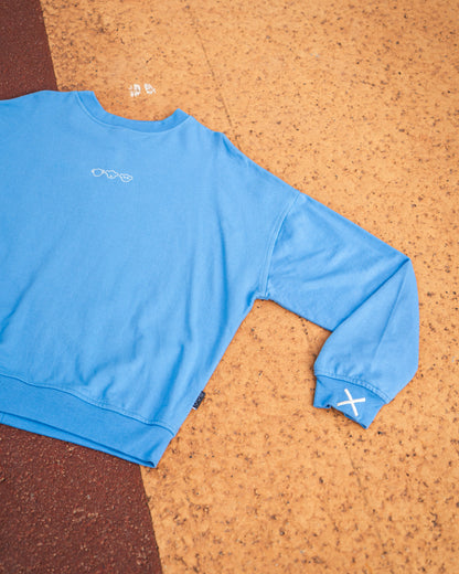 Mens Blue Oversized Crew Neck Top