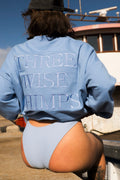 LIGHTWEIGHT OVERSIZED CREW NECK TOP - BLUE