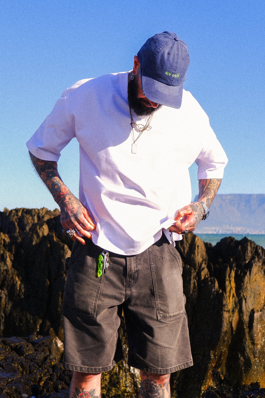 NO EVIL WASH DAD CAP - BLUE