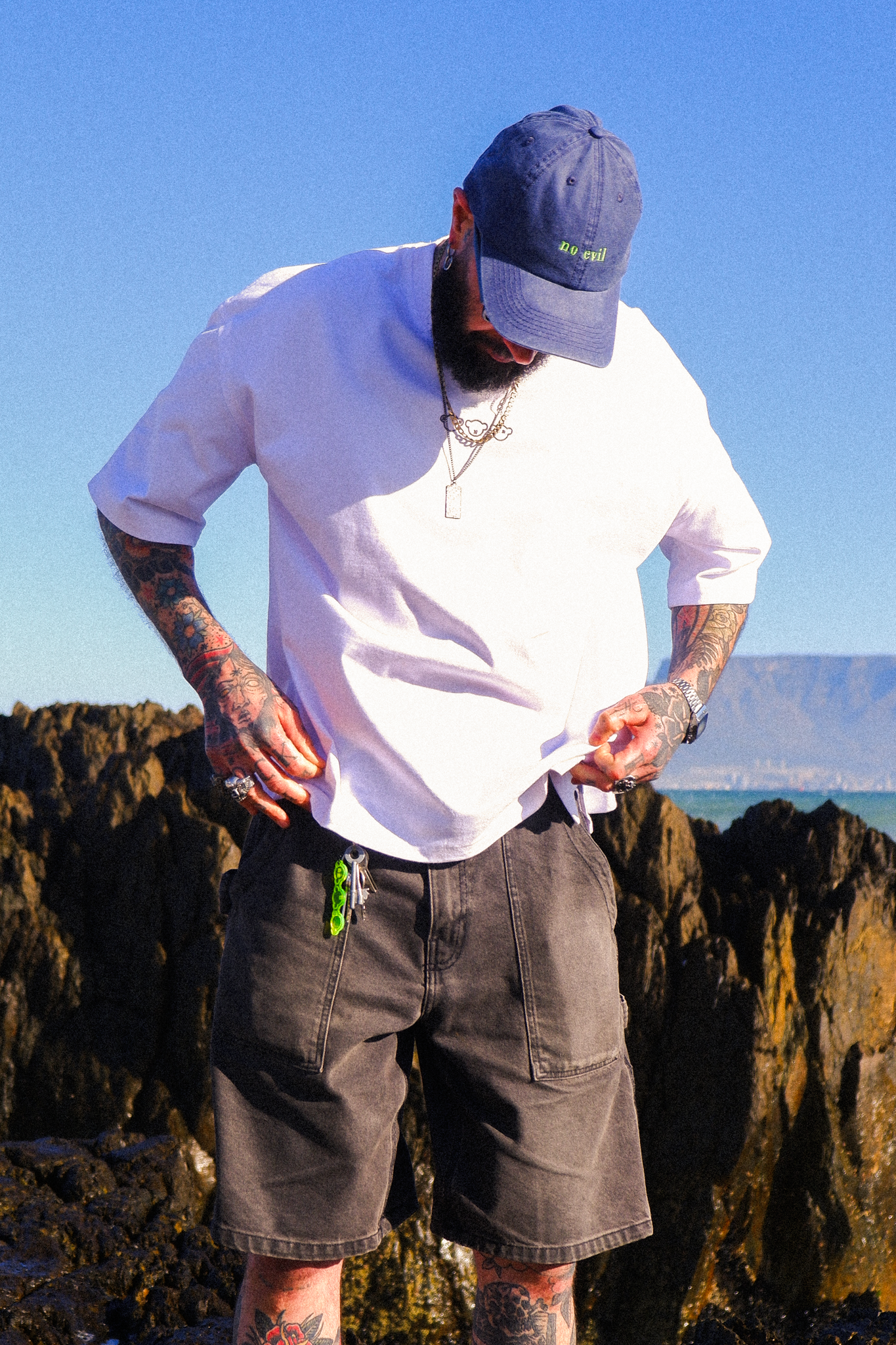 NO EVIL WASH DAD CAP - BLUE