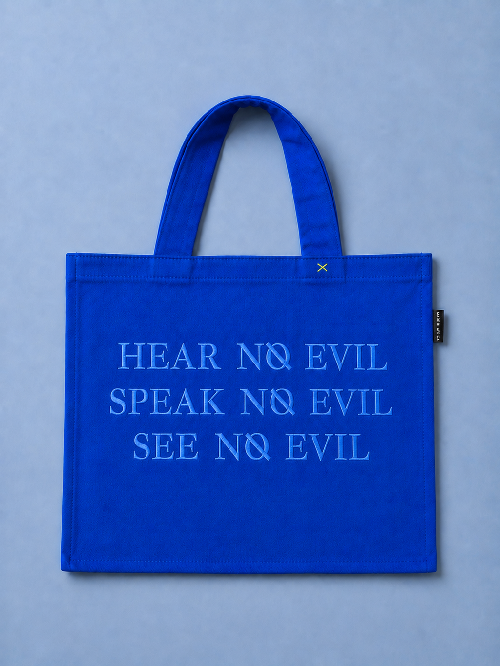 NO EVIL CANVAS TOTE BAG - ELECTRIC BLUE