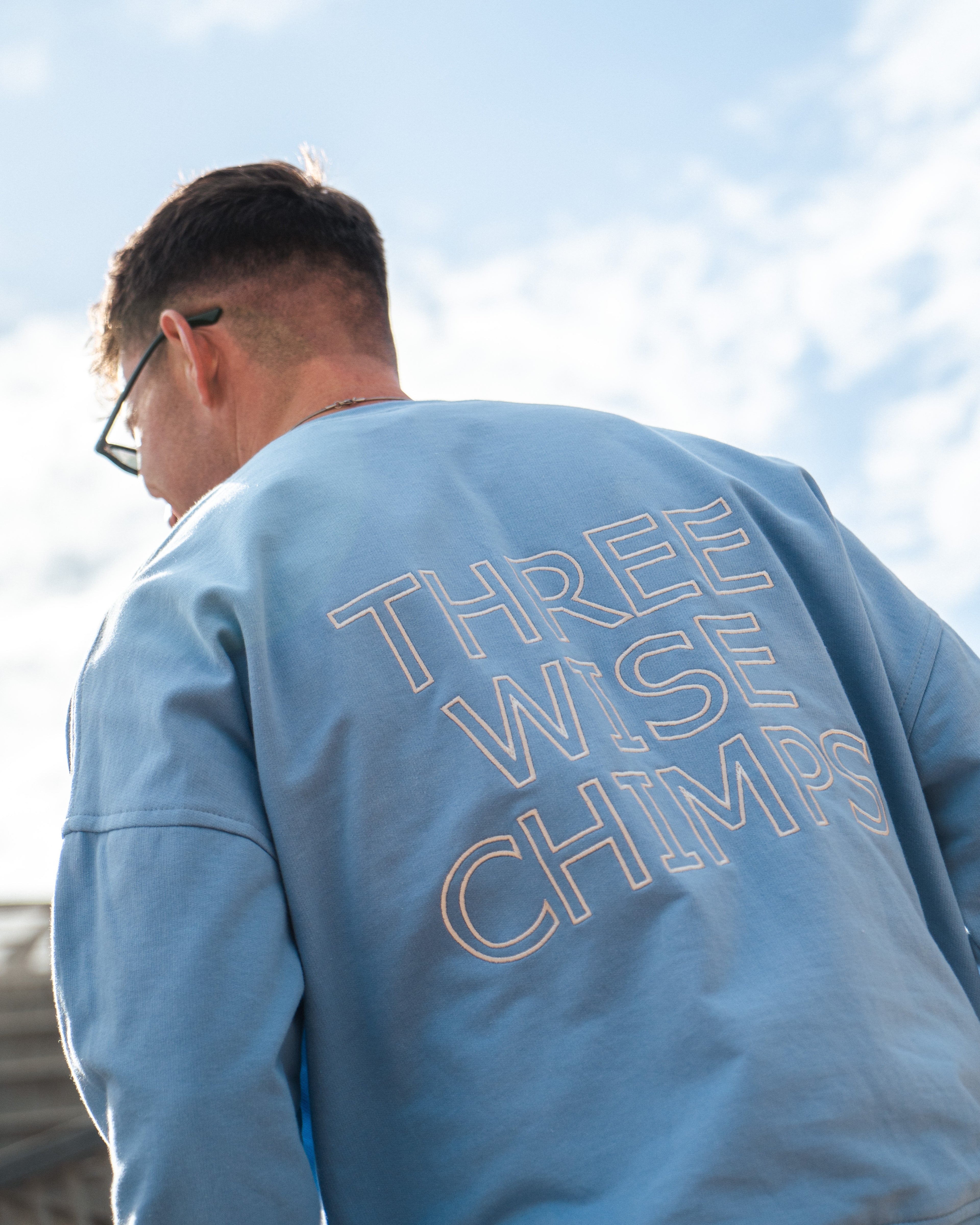 LIGHTWEIGHT OVERSIZED CREW NECK TOP - BLUE