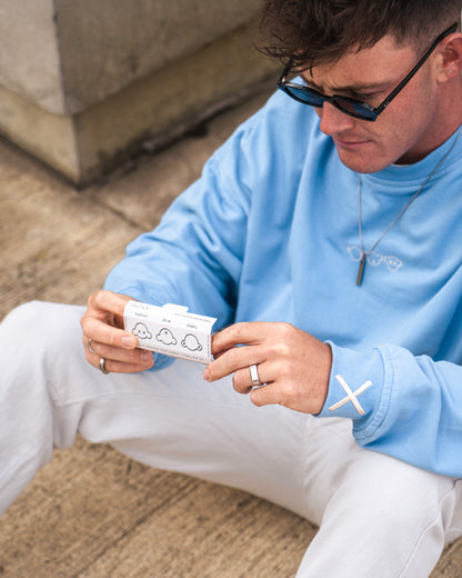 Mens Blue Oversized Crew Neck Top