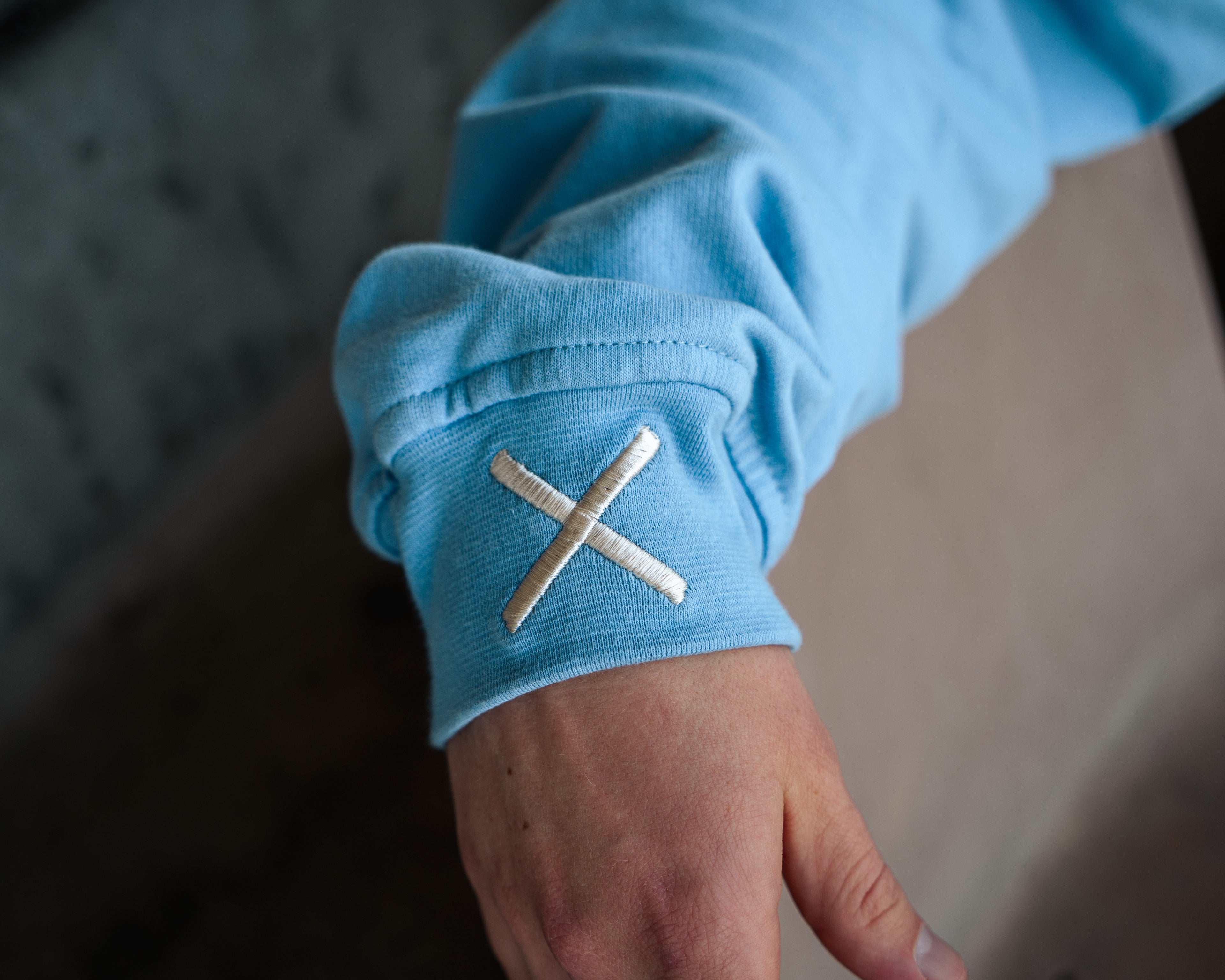LIGHTWEIGHT OVERSIZED CREW NECK TOP - BLUE