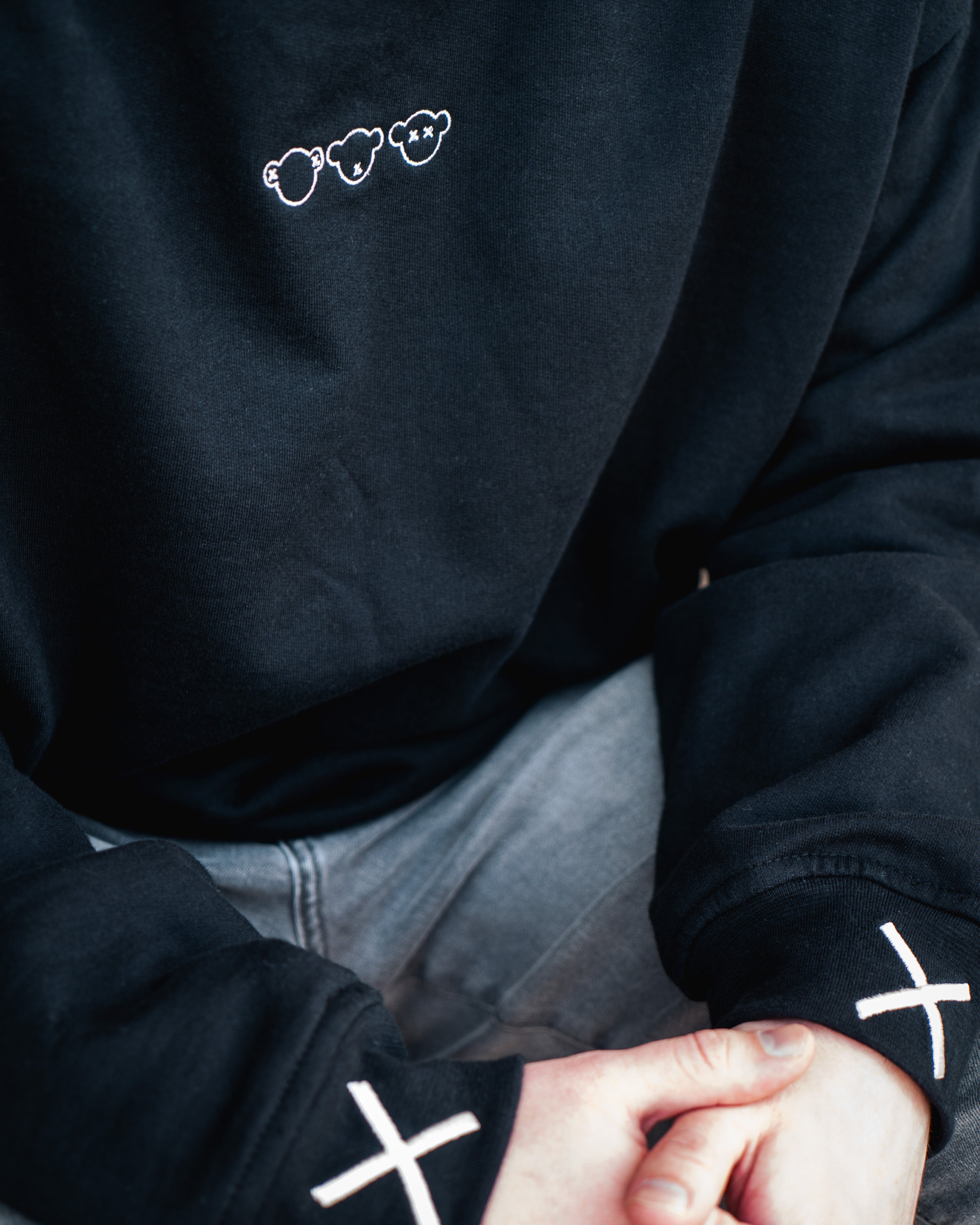 HEAVYWEIGHT OVERSIZED CREW NECK TOP - BLACK